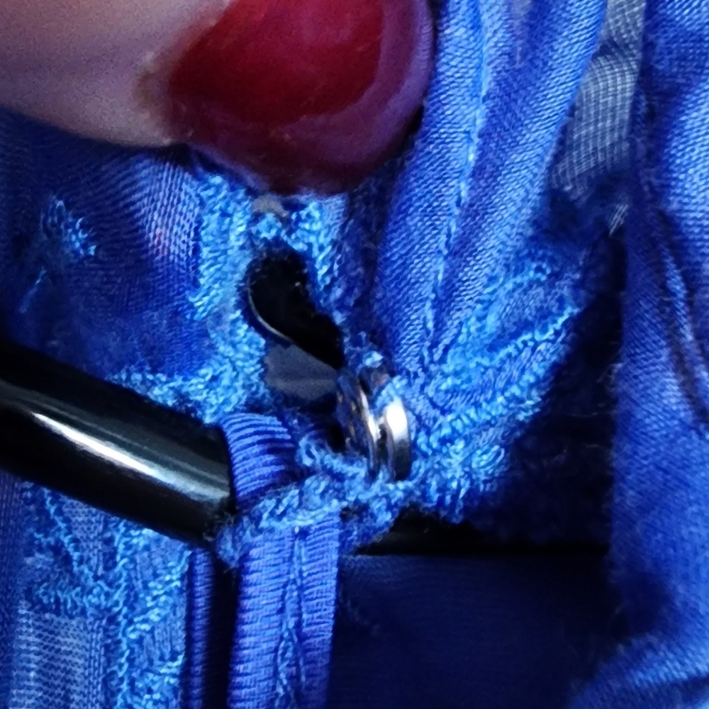 Johnny Was Blue Midi Sundress with Tiered Skirt and 3/4 Bishop Sleeves - Picture 5 of 12